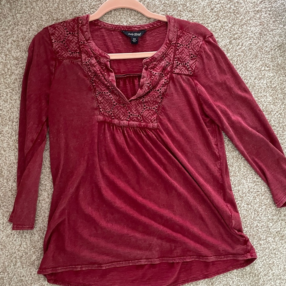 Lucky Brand cranberry knit shirt - XS